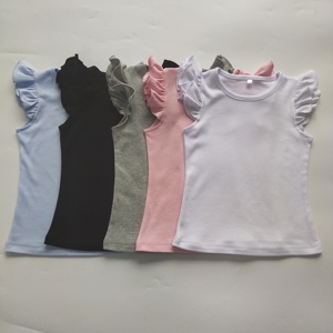 T-shirts pour filles 100% coton, manches courtes, manches bouffantes, blanc rose, t-shirt pour bébé fille, été, t-shirts pour filles - Product Image 4