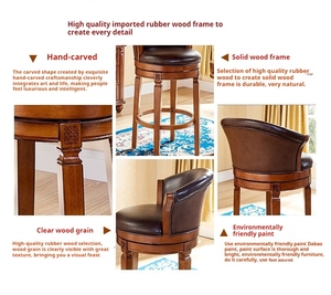 Sillas de <span class=keywords><strong>Bar</strong></span> Americanas de Madera Maciza, <span class=keywords><strong>Taburetes</strong></span> Altos Simples, Sillas de Comedor con Respaldo, Mesa <span class=keywords><strong>y</strong></span> Sillas <span class=keywords><strong>para</strong></span> Restaurante <span class=keywords><strong>y</strong></span> Bares - Product Image 4