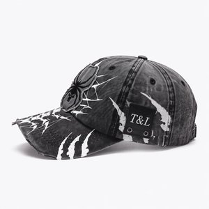 Gorra de Béisbol Vintage con Logotipo Personalizado, 6 Paneles, Efecto Desgastado, Apliques Deshilachados, Bordado Chenille Lateral, Proveedor de Gorras - Product Image 3
