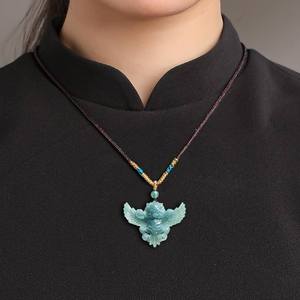 Pendentif en jade naturel Garuda, charme en jade, bijoux unisexes pour hommes, design original, cadeau avec certificat d'évaluation D534 - Product Image 4