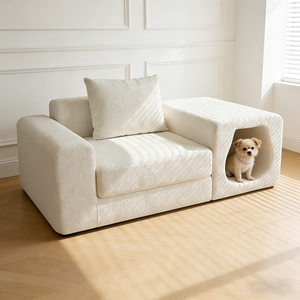 Divano Sezionale Modulare Moderno con Cuccia Integrata <span class=keywords><strong>per</strong></span> Animali Domestici, Divano in Tessuto Pet-Friendly con Bracciolo <span class=keywords><strong>per</strong></span> Gatti <span class=keywords><strong>e</strong></span> Animali Domestici <span class=keywords><strong>che</strong></span> Condividono lo Spazio - Product Image 3