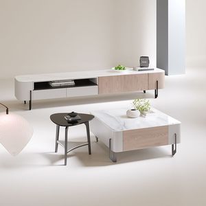 Mesa de centro y mueble para TV de piedra de estilo italiano, ligero y lujoso, combinación moderna y minimalista para sala de estar pequeña - Product Image 1