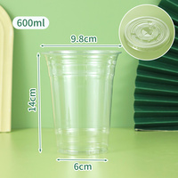 Gobelets en plastique PET à paroi simple de 12-24 oz avec couvercles de 90 mm, personnalisables avec logo, pour café glacé, bubble tea, glace pilée et boissons dessert