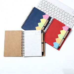 Wholesale Cover Spiral <b>Notebook</b> Sticky Notes Custom Logo Kraft Notepad With Pen for Sale - Product Image 2