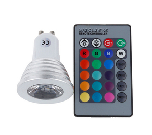 Lampadina <span class=keywords><strong>LED</strong></span> Colorata 3W RGBW <span class=keywords><strong>E27</strong></span> GU10 con Telecomando e Memoria, <span class=keywords><strong>LED</strong></span> GU5.3 - Product Image 1