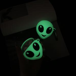 Offre Spéciale 3D dessin animé Noctilucent Alien visage conception étui pour écouteurs avec porte-clés pour <span class=keywords><strong>Airpods</strong></span> <span class=keywords><strong>Pro</strong></span> mignon ET Style couverture pour Airpod 1/2 - Product Image 2