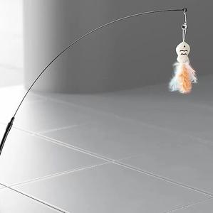 新しいトトロ360度回転は、キャットスティックスチールロッドの小さな魚のヘッドバンドベルキャットトイをからかいます。 - Product Image 5