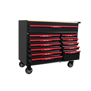 Chariot à outils robuste à 12 tiroirs avec dessus en bois, armoire à outils roulante pour <span class=keywords><strong>garage</strong></span> et atelier - Product Image 3