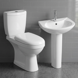 Aqua Pan Two Piece WC Toilet With Repose Wash Basin Full Pedestal Ceramic Bathroom Sanitary Ware Set - Product Image 1