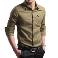Knappe Turn-Down Kraag Shirts Mannelijke Merk Slim Fit Comfortabele Tops Ademend Knop Zakken Mode Jonge Mannen Shirt Kantoor