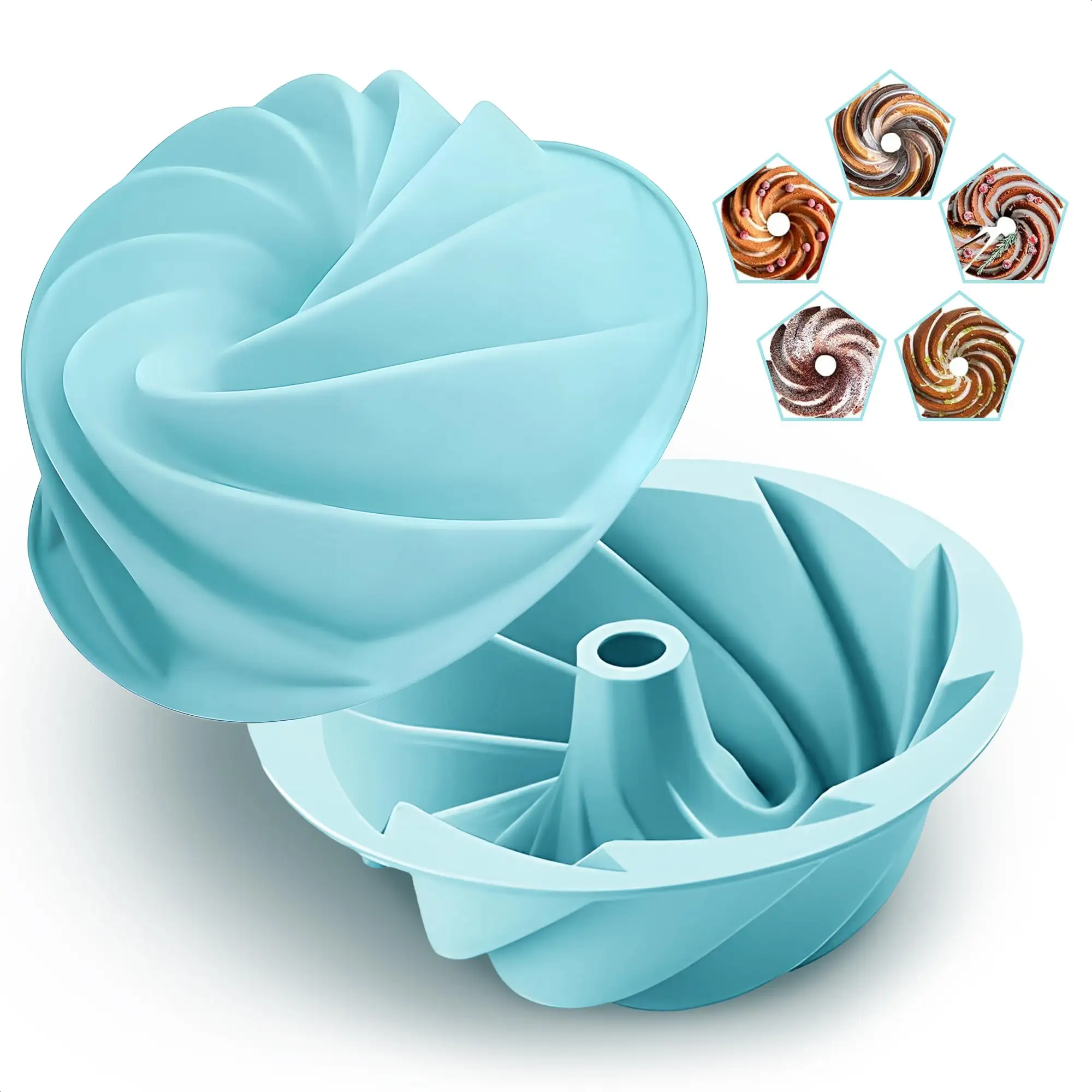 Design di decorazione in Silicone Bundt 3D torta di cottura Mini stampi rotondi tazze Set di strumenti per la cottura della torta decorazione
