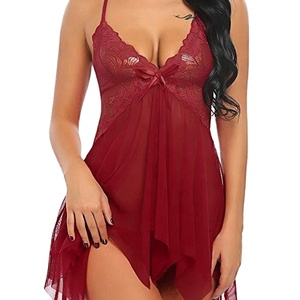 Vêtements de nuit féminins sexy en dentelle, bretelles en maille, multicolores, en tissu Dobby Spandex, pour le commerce transfrontalier Europe-États-Unis - Product Image 1