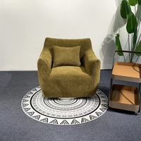 Fauteuil d'appoint pivotant moderne en tissu Teddy/à rayures avec coussin décoratif pour salon, chambre et hôtel