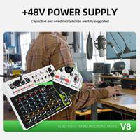 Audio numérique haute fidélité DEBRA V8, table de mixage audio 8 canaux, enregistrement en direct, réverbération, prend en charge les microphones à condensateur