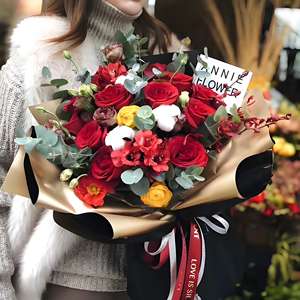 Cesto <span class=keywords><strong>di</strong></span> fiori in stile Euro all'ingrosso a due colori dorato in piena espansione e Bouquet <span class=keywords><strong>carta</strong></span> da imballaggio regalo in oro cartone regalo - Product Image 5