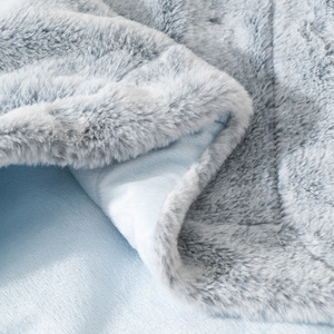 Couverture en fausse fourrure Double face, soyeux et doux, grand format, lavable <span class=keywords><strong>à</strong></span> la <span class=keywords><strong>Machine</strong></span>, en vison, <span class=keywords><strong>à</strong></span> rayures violettes, couleur vin, renard - Product Image 6