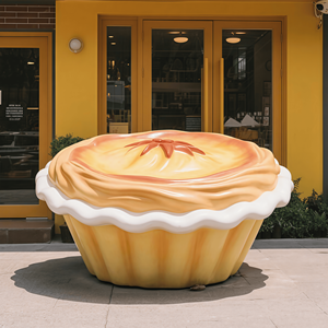 פסל עוגת טארט ביצים מעוצב בעבודת יד משרף ידידותי לסביבה, לקישוט חנויות קינוחים - Product Image 5