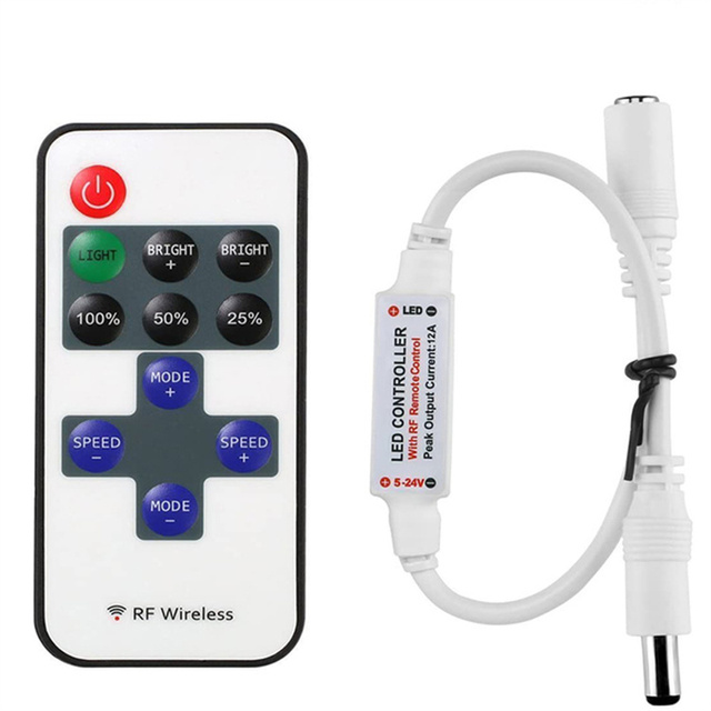 11 Keys LED Strip Controller Mini Dimmer RF Remote DC 5-24V Controller for LED 5050 2835 3528 Strip Single Color