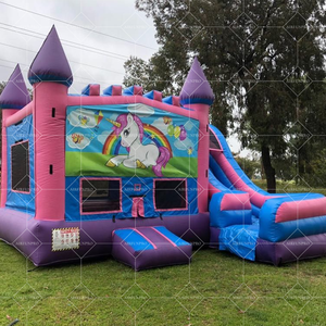 Combo toboggan gonflable commercial de château gonflable de maison de rebond de <span class=keywords><strong>licorne</strong></span> avec le toboggan aquatique pour sauter des châteaux et le divertissement - Product Image 4