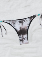 Ensemble bikini triangle léopard vintage avec pierres turquoise, liens latéraux, style bohème, maillot de bain deux pièces pour femme, service OEM de haute qualité