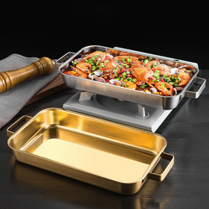 <span class=keywords><strong>Piatto</strong></span> rettangolare coreano in acciaio inossidabile a fondo <span class=keywords><strong>piatto</strong></span> per pesce arrosto e carne universale per fornello a induzione e pentola calda - Product Image 1