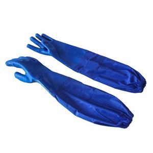 Широко используется для морского рыболовства, химически стойкая полная защита рук, удлиненная манжета, синяя Водонепроницаемая Перчатка из ПВХ - Product Image 1