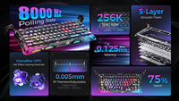 Clavier de jeu GravaStar Mercury V75 Pro HE à effet Hall, interrupteurs magnétiques, polling 8K, déclenchement rapide, actionnement réglable, RGB