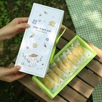 Haute qualité impression personnalisée logo alimentaire vert biscuit blanc carte papier tiroir Rectangle Dessert boîte d'emballage