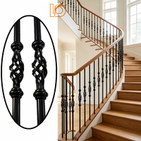 Balustre en fer forgé rond noir simple et personnalisé de 5/8 po pour escalier, cage à balustres en métal pour la maison, intérieur, escalier, balcon, garde-corps