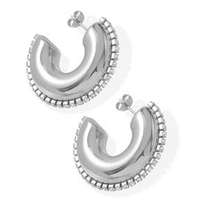 Pendientes de Acero Inoxidable con Baño de Oro, Diseño Único Europeo Americano, Simples, con Circonitas en Forma de C, Elegantes y Modernos, con Forma de Mariposa - Product Image 6