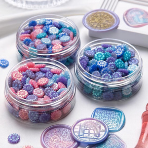 Perles de cire à cacheter Aurora, granulés de cire à cacheter, couleur irisée tournesol, emballage en bouteille plastique, fournitures artisanales sur le thème des fleurs - Product Image 2