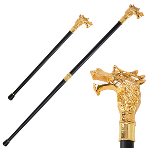 Canne en forme de tête de dragon dorée, texture de crinière entièrement détaillée, design sculpté audacieux à bouche ouverte, vente en gros - Product Image 1