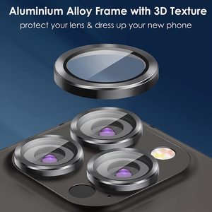 Protecteur d'objectif d'appareil photo en alliage CD pour iPhone 15 14 <span class=keywords><strong>Pro</strong></span> Max Plus 13 12 Mini 11 Protection en verre pour téléphone Film protecteur - Product Image 6