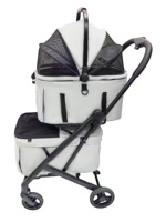 Poussette confortable et portable pour deux chiens, amovible, pliable à une main, chariot double à 4 roues en aluminium léger pour animaux de compagnie, vente en gros