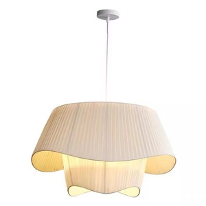 <span class=keywords><strong>Lampadario</strong></span> a sospensione con luce in tessuto di seta bianca con <span class=keywords><strong>paralume</strong></span> in tessuto doppio camera da letto moderna nordica medievale francese - Product Image 5