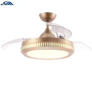 Lustre de 42 polegadas, motor bldc de baixo w, 6 velocidades, estilo americano, ouro rosa, sem lâmina, ventilador de teto invisível para casa