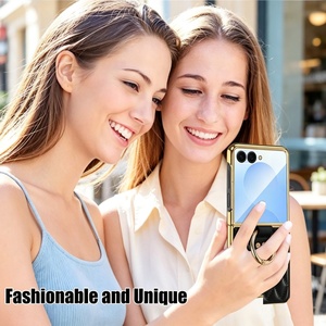 Fashion Electroplating PU Leather Phone Case for Samsung Z FliP 8 3 4 5 6 7 With Ring Front <b>Screen</b> <b>Protector</b> Shockproof Cover - Product Image 4