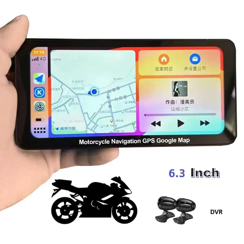 Evrensel kablosuz Carplay ekran motosikletler için 6.3 inç ekran Gps Navigator Bt su geçirmez Oem otomotiv Android oto