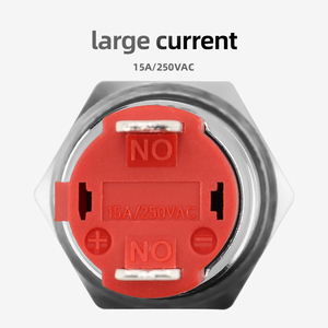 Interrupteur à bouton-poussoir momentané 16mm 15A autobloquant IP65 étanche lumière verte 1NO interrupteur à bouton en métal tension maximale 250V - Product Image 4