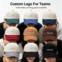 Casquette de baseball en velours côtelé solide et bicolore, logo brodé personnalisé, casquette unisexe vintage en velours côtelé, casquette décontractée pour l'automne et l'hiver, casquette de sport
