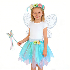 Costume de princesse féerique fantastique pour filles, fête de Noël, ailes de papillon lumineuses, jupe, ensembles de fête pour bébés écologiques - Product Image 5