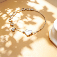 Nouveau Bracelet Chaîne Ajustable en Argent Sterling 925 avec Breloque Cœur Tendance pour Femme et Fille – Cadeau Bijoux Fins Personnalisés