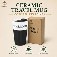 Mug de voyage en céramique personnalisé de 300 ml avec couvercle en silicone et couvercle coulissant, gobelets à emporter sans poignée