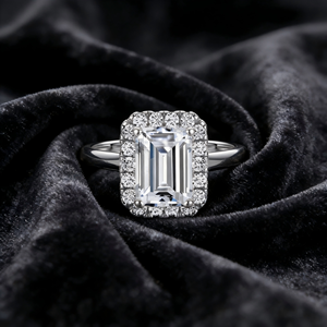 New Arrival S925 Sterling <b>Silver</b> Women's Step-Cut Zirconia <b>Ring</b> with Rows of Diamonds Fade-Resistant - Product Image 5