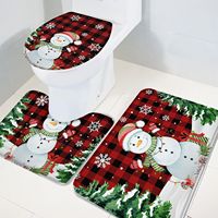 Lot de 3 tapis de toilette en flanelle pour Noël, antidérapants, doux, épais, en peluche, motifs animaux, écologiques, anti-fatigue, décoratifs