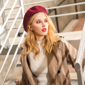 ODM Factory Wholesale Customized Boina Quality Cheap Price Solid Color Plain Barett Cap Autumn Warm Wool Beret <strong>Hat</strong> - Product Image 2
