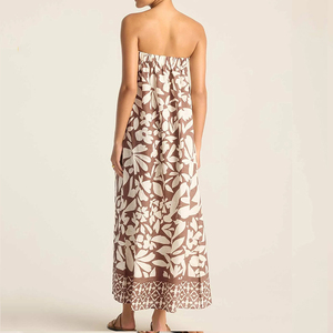 Robe à col large à imprimé plage de haute qualité, extensible, personnalisée, confortable, écologique, 100% lin, robes élégantes - Product Image 2