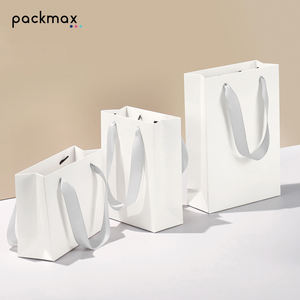 Wedding Birthday Shopping Party Wine Jewelry Eco-Friendly Cardboard Customized Logo Lamination Drawstring <b>White</b> Small Gift <b>Bag</b> - Product Image 2