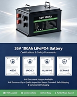 Paket Baterai LiFePO4 Solid State 36V100Ah yang Dapat Diisi Ulang, Tahan Lama, Cocok untuk OEM, Energi Surya, Perahu, dan Golf Cart 500
