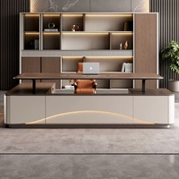 Bureaux de direction en bois de luxe italiens de haute qualité, forme en L, table de bureau pour PDG